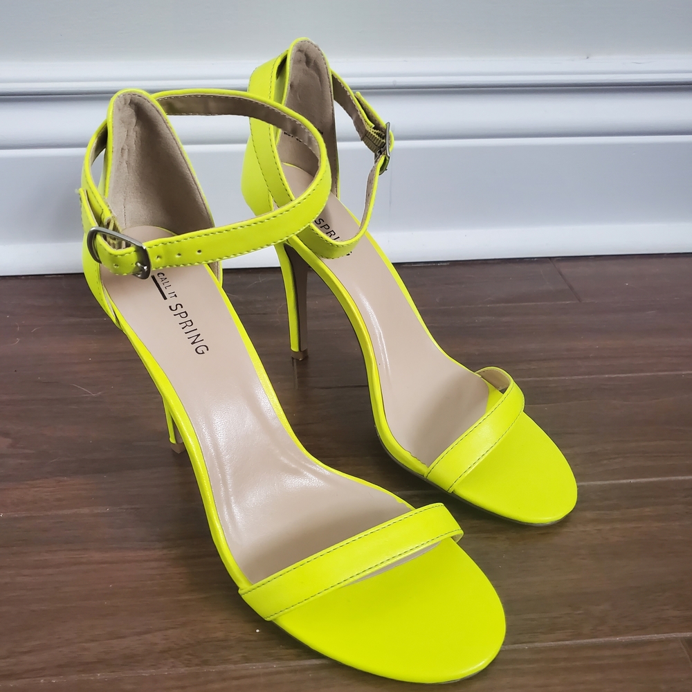 Call It Spring Neon Yellow Strappy Heels